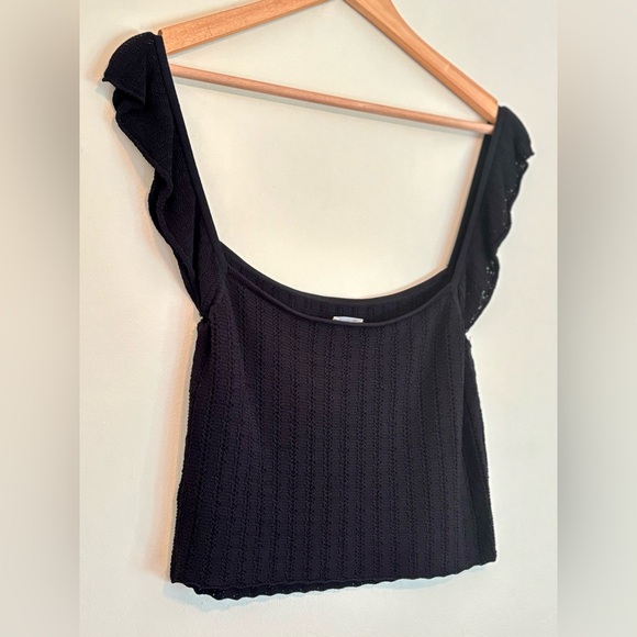 Wilfred Black Fine Knit Tank Top Ruffle Straps M - Picture 1 of 8